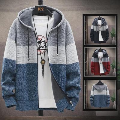 Suéter de punto holgado con capucha para hombre, talla grande, terciopelo grueso, para primavera/otoño