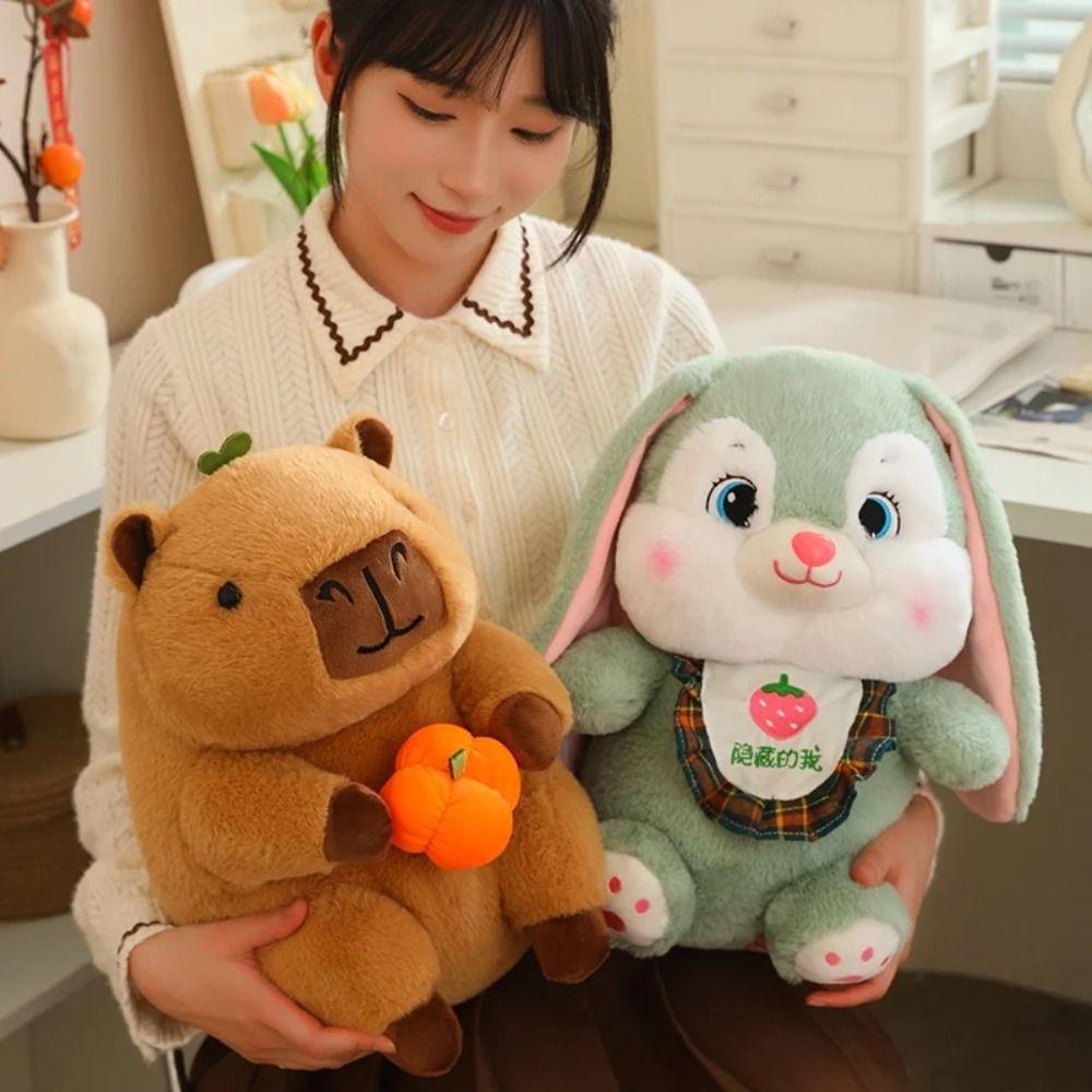 

Двусторонняя плюшевая кукла-кролик с клубникой, капибара-трансформер, детская игрушка-капибара