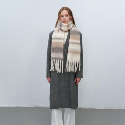 Maillard Style New Versatile Warm Thickened Fringed Plaid Imitation Cashmere Scarf Women's Autumn and Winter