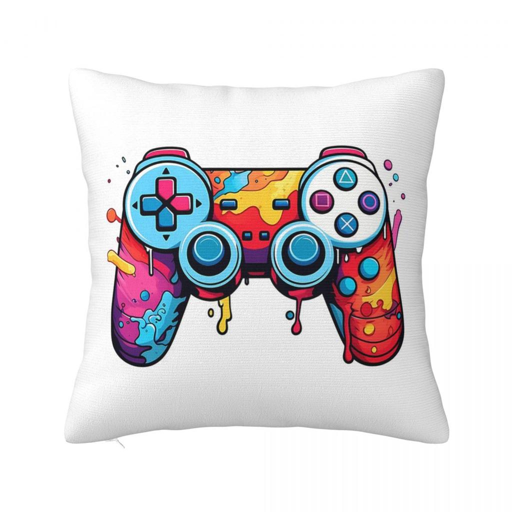 Colorful Watercolor Game Controller Square Pillowcase Cushion Cover Pillow Case Throw Pillow Cover for Home Sofa Living Room