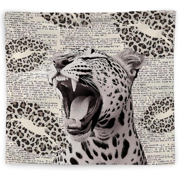 WNAGT Retro Trendy Leopard Tapestry Wall Hanging, Cheetah Leopard Room Decor, Vintage Funky Cheetah Print Lips Wall Blanket Decor for Girls Bedroom