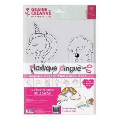 Bastelset - Kawaii - Schrumpffolie - 6 Modelle - 2 Blätter - 6 Stifte