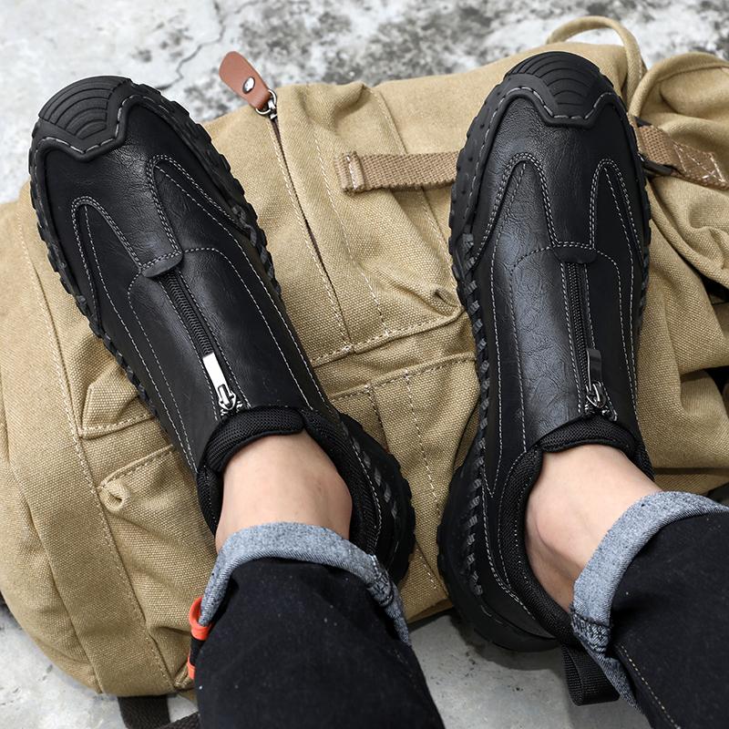 Fashion Men's Soft Sole Shoes Casual Sneakers Men's Leather Shoes Driving Handmade Luxury Leather Shoes Mens Thick Soled Sneakers Shoes