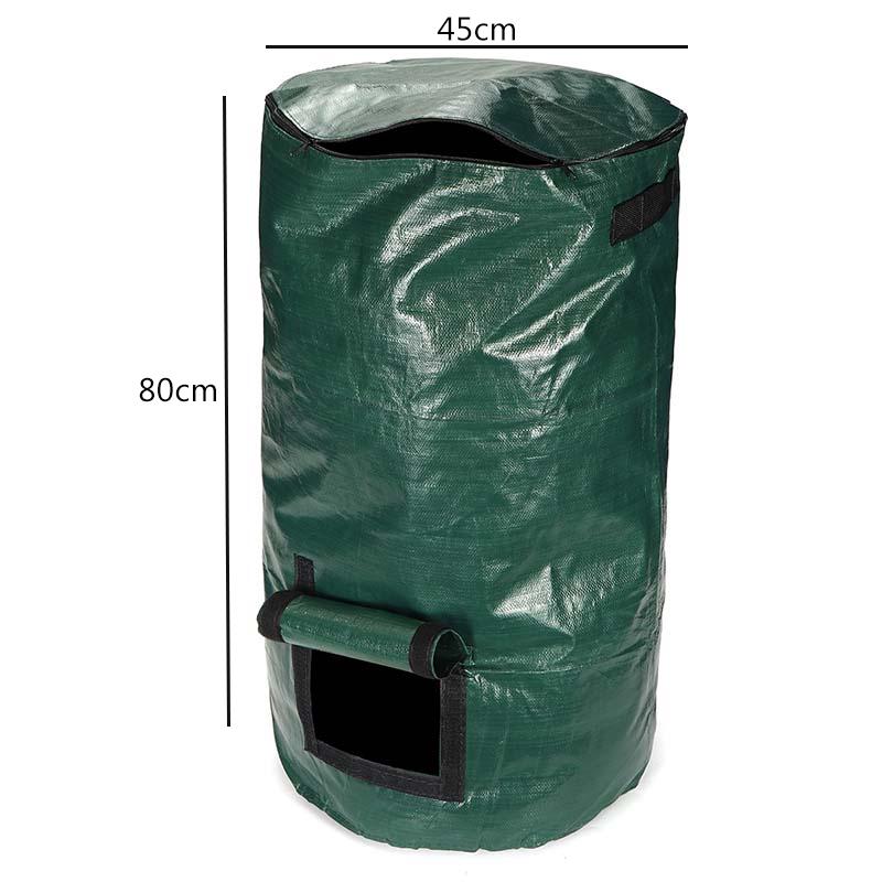 80L Household Organic Waste Kitchen Garden Yard Compost Bag Portable Environmental PE Cloth Planter 45X80CM