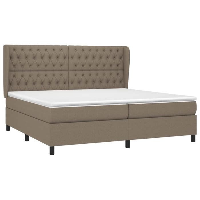 Maison Exclusive - Bed Slat Base with Taupe Mattress 200x200 Cm Fabric