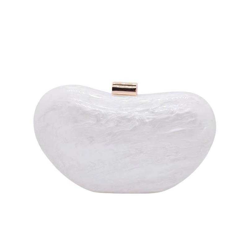 Stylish Pea Shaped Acrylic Evening Clutch Bag Minimalist Women's Chain Shoulder Bag Elegant Wedding Purses for Formal Occasions