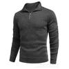 Mens Long Sleeve Zip Up Solid Casual Polo Shirt