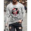 Men's T-Shirt Santa Claus 3D Print Christmas Men's Long Sleeve T-Shirts Casual Pullover Top Holiday Comfortable Men's Clothing