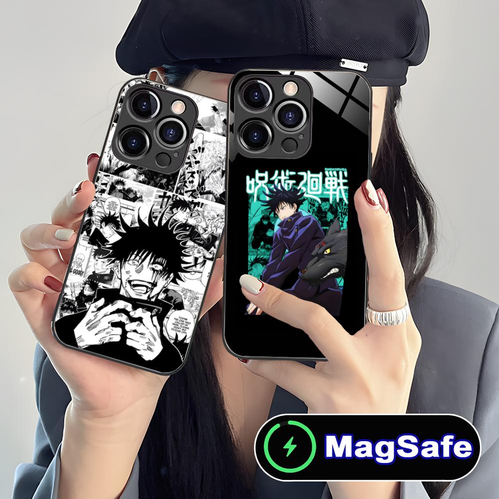 Jujutsu Kaisen Megumi Mobile Phone Case for iPhone 17 16 15 14 13 12 11 Pro Max Plus Mini MagSafe Glass Colour Cover Luxury