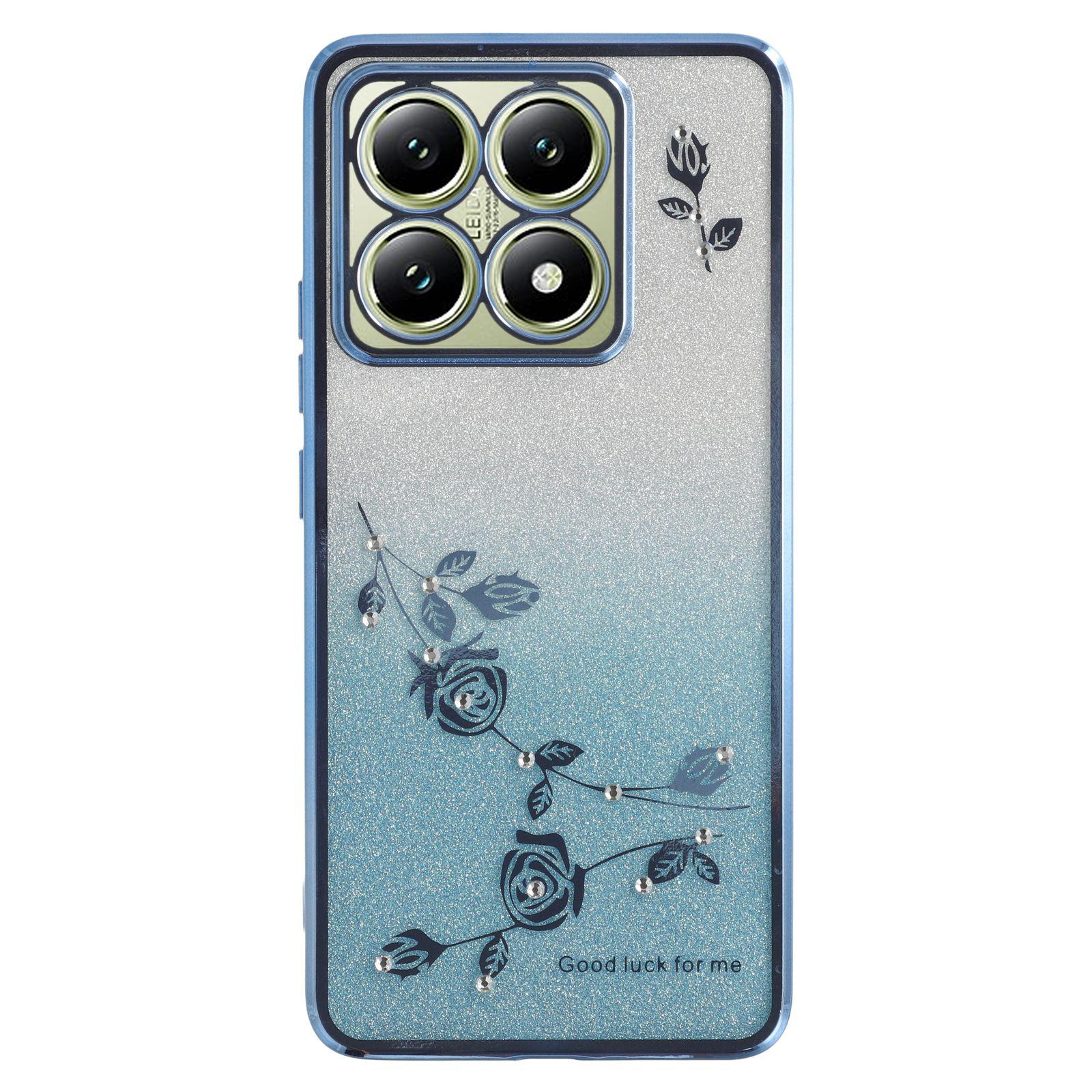 

KADEM For Xiaomi 14T Case Flower TPU Flexible Gradient Phone Cover Blue