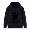 Kids Boys Girls Crewneck Hoodie, Cute Surprised Black Cat Print Casual Warm Pullover Sweatshirt for Daily Wear