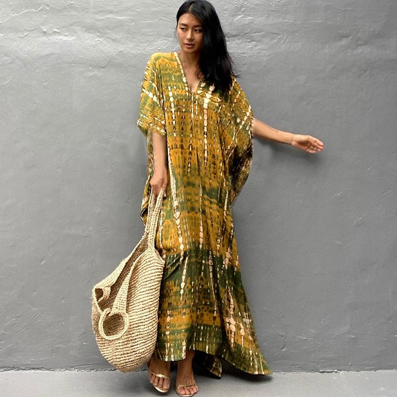 Šaty Bohemian Beach Kaftan pro ženy Barva na kravatu Letní Maxi Župan Letní Plavky Přikrývky Sváteční plavky