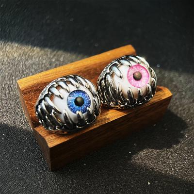 Erkekler İçin Retro Şeytan Gözü Ayarlanabilir Açık Yüzük Punk Gotik Kenarlı Zirkon Motosikletçi Aksesuarları Dişler Cosplay Cadılar Bayramı Gizemli Hediye