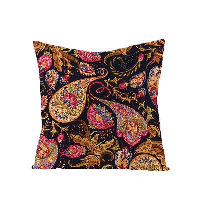 New Bohemian Style Cashew Flower Ethnic Style Linen Pillow Cover Car Cushion Pillow Cover