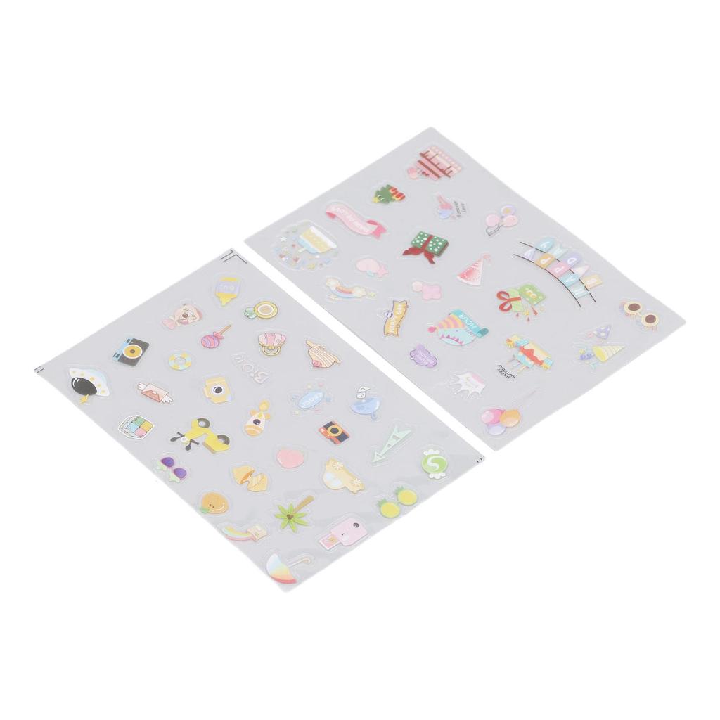 2PCS Decorative Stickers Cute Cartoon Self Adhesive Sticker Colorful PVC Sticker for   Album Planner Scrapbook