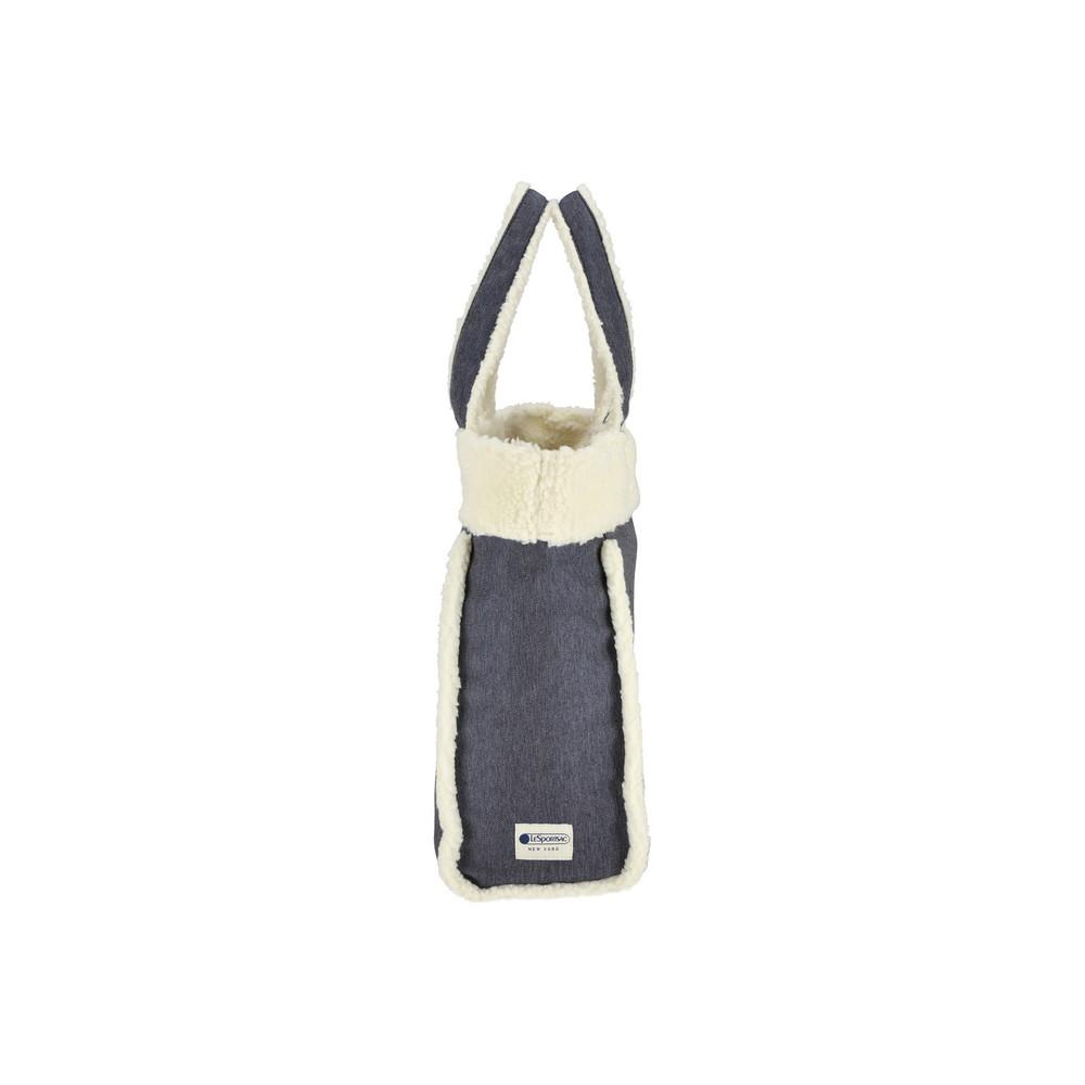 Lesportsac Medium Denim Wash/Sherpa Two-Way Tote Bag [1543.La12]