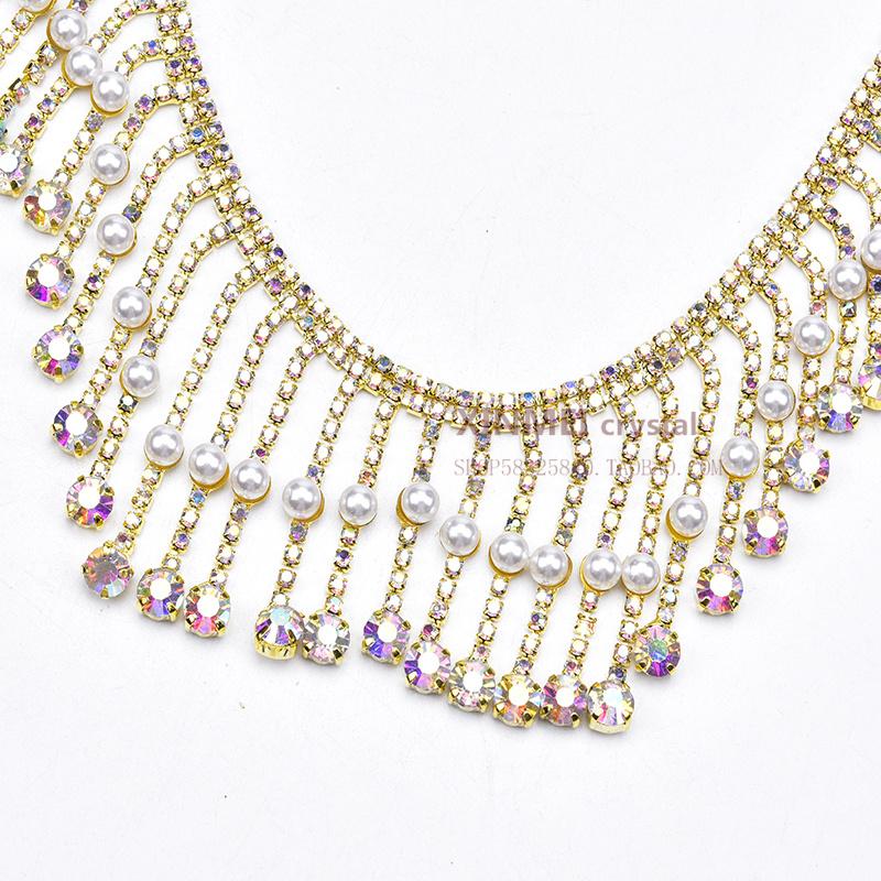 Frędzle z cyrkonii Kryształowy nieregularny łańcuszek z frędzlami Aplikacja Wstążka Do rękodzieła Sukienki Dżinsy Akcesoria Odzież Dekoracja DIY