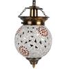 Glass Mosaic Ceiling Lamp - Rooftop Living & Home Decoration, Red & White (Bulb Not Included); Handcrafted In India (Pack of 1)