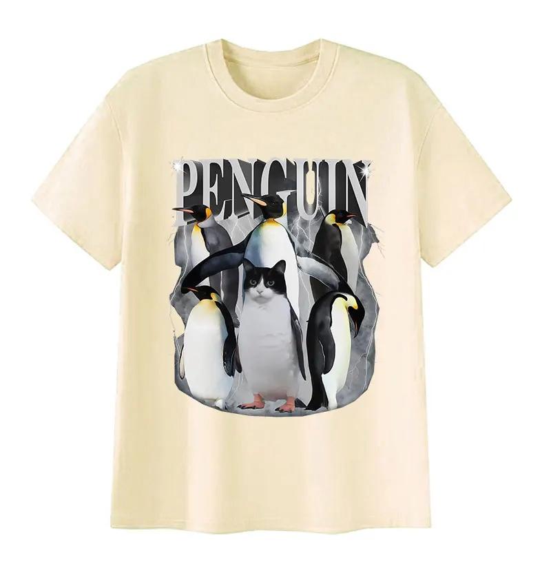 Cute Penguin Funny Meme T Shirt Unisex Women Vintage Fashion High Quality Cotton Tshirts Tops Casual Clothing Short Sleeve Tshirt