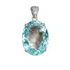 Naturalny Niebieski Topaz Owalny Wisiorek ze Srebra Próby 925, 114 Karatów