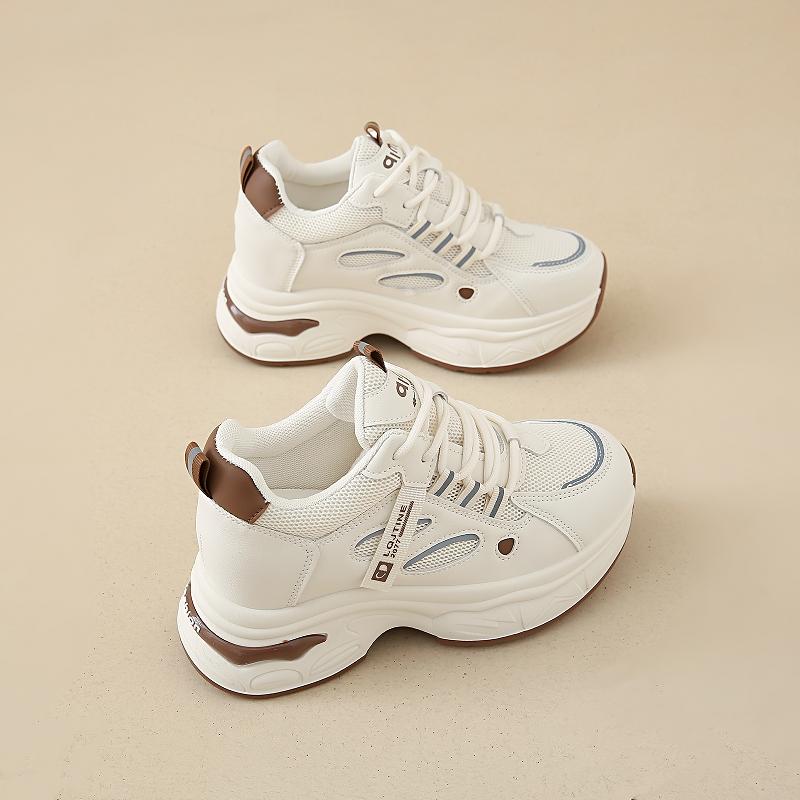 

Fashion CRLAYDK Hidden Wedge Sneakers for Women Casual Platform High Heeld Lace Up Walking Shoes Ladies Mesh Comfort Sports Tennis 40