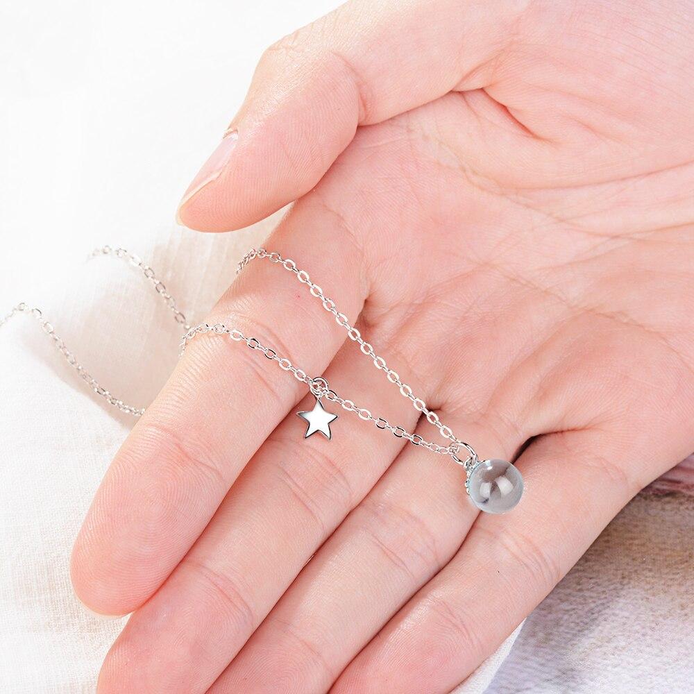 Sterling Color Fantastic Blue Crystal Stone For Women Planet Star Pendant Necklaces Clavicle Chain Necklaces Jewelry S N299Trendy Pendant