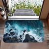 Summer Beach Wave-shaped Entrance Mat Bathroom Entrance Non-slip Pad Ocean Themed Welcome Mat Kitchen Rug