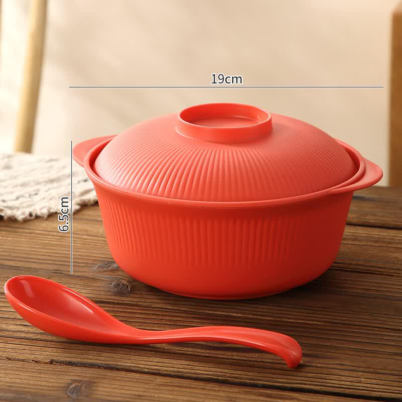 

Thickened Vertical Stripe Noodle & Casserole Bowl Set 2 Bowls + 2 Spoons