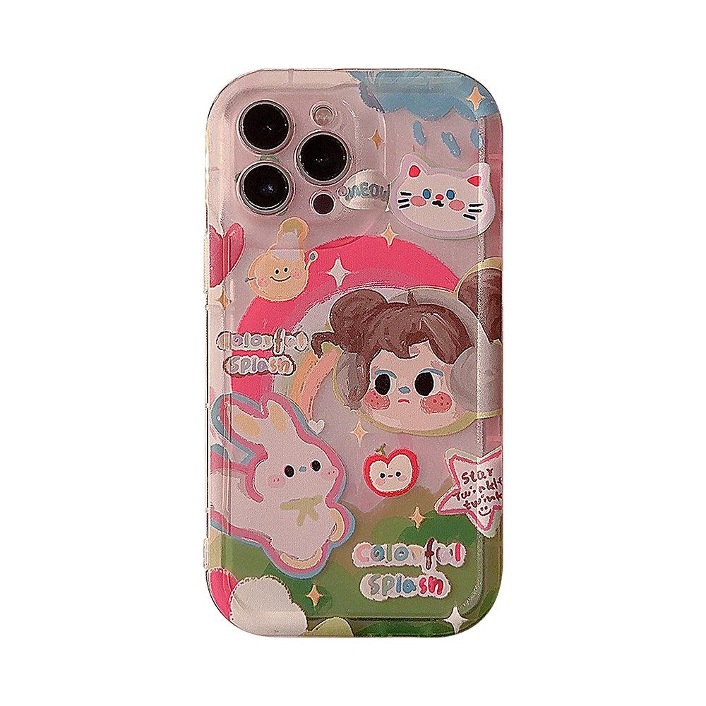 Oil Painting Suitable for Iphone14 Mobile Phone Case Apple 15pro Max Protective Case 1316 Girl 11 Transparent