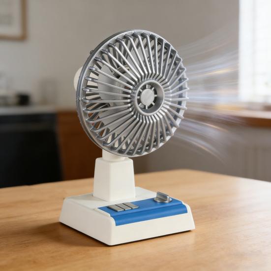 Vintage Desk Fan Adjustable Speed USB Rechargeable Summer Cooling Fan Strong Wind Quiet Portable Outdoor Travel Personal Fan