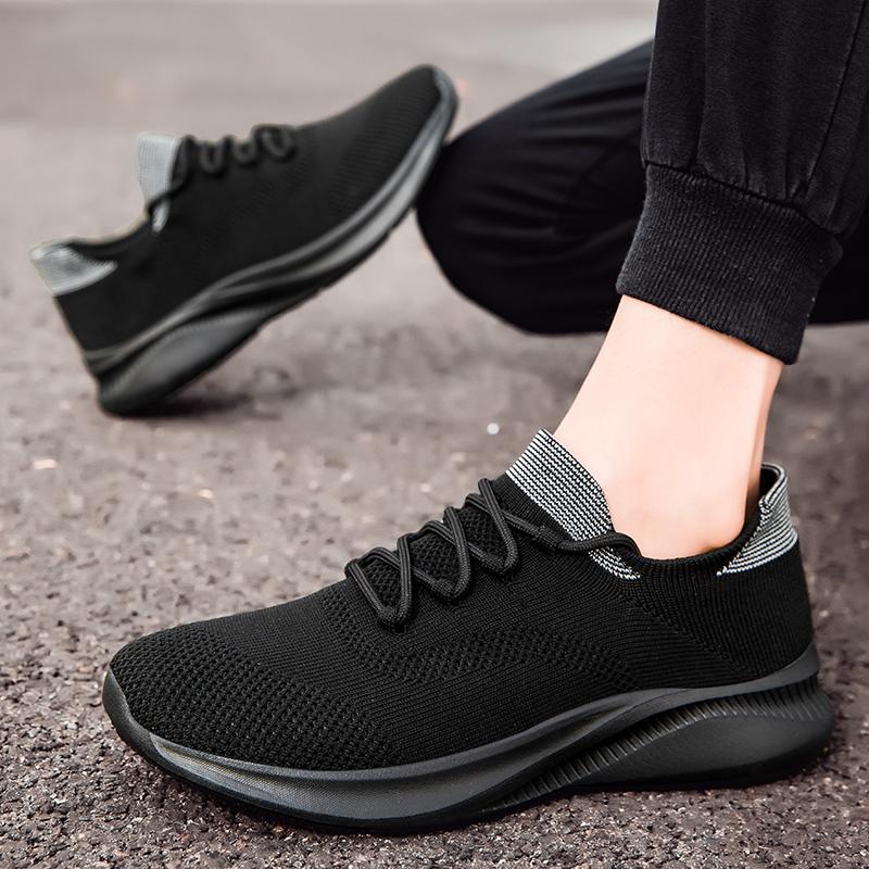Fashion Mens Non Slip Casual Sneakers Breathable Outdoor Jogging Training Hiking Sports Running Outdoor Women Weave Knit Lace Up Shoes