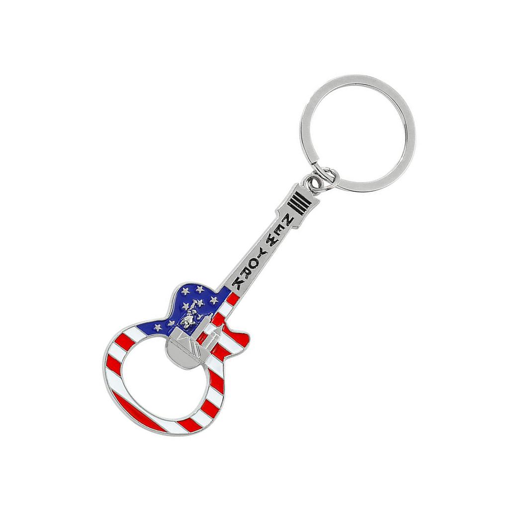 Klíčenka otvírák na láhve ve tvaru kytary inspirovaná hudbou, slitina, klíčenka, dekorativní doplněk pro hudebníky, dárek