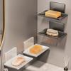Soap Dishes Wall Mounted Bathroom Soap Holder Punch-free Toilet Soap Box Space Aluminum Storage Rack Bathroom Accessories