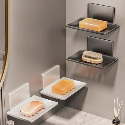 Seifenschalen wandmontiert Badezimmer-Seifenhalter Bohrfreie Toiletten-Seifenbox Weltraum-Aluminium-Lagerregal Badezimmerzubehör