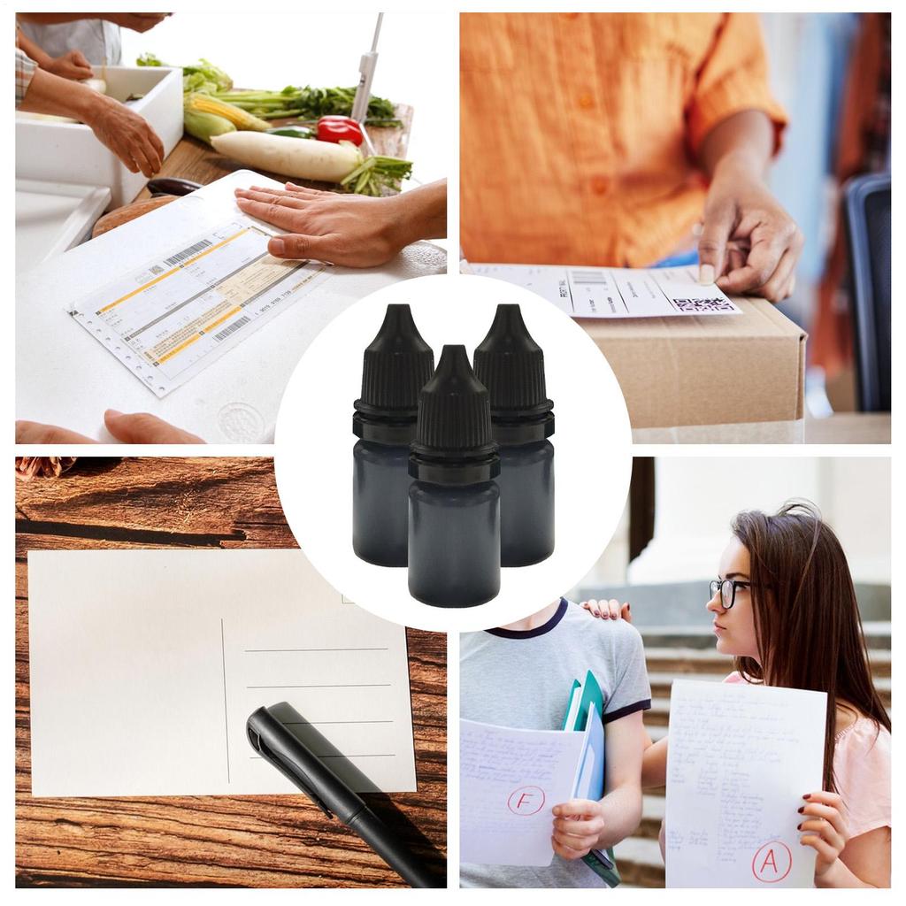 3pcs Refill Ink for Stamp confidential privacy seal ink quick-drying Multipurpose Stamp Refill Ink 10ml 3pcs black ink Refills