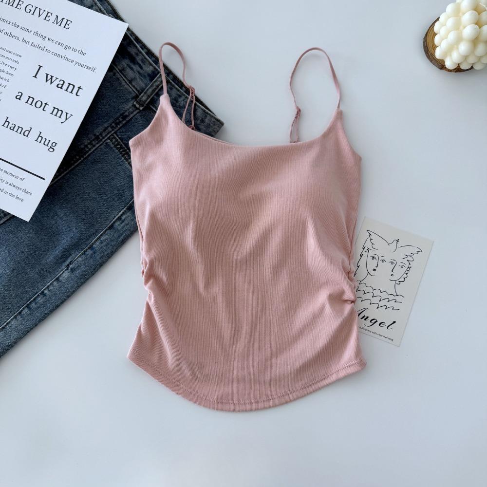 Chest Pad Tank Top Halter Crop Tops Women Summer Camis Backless Camisole Fashion Tube Lady Sleeveless Cropped Vest
