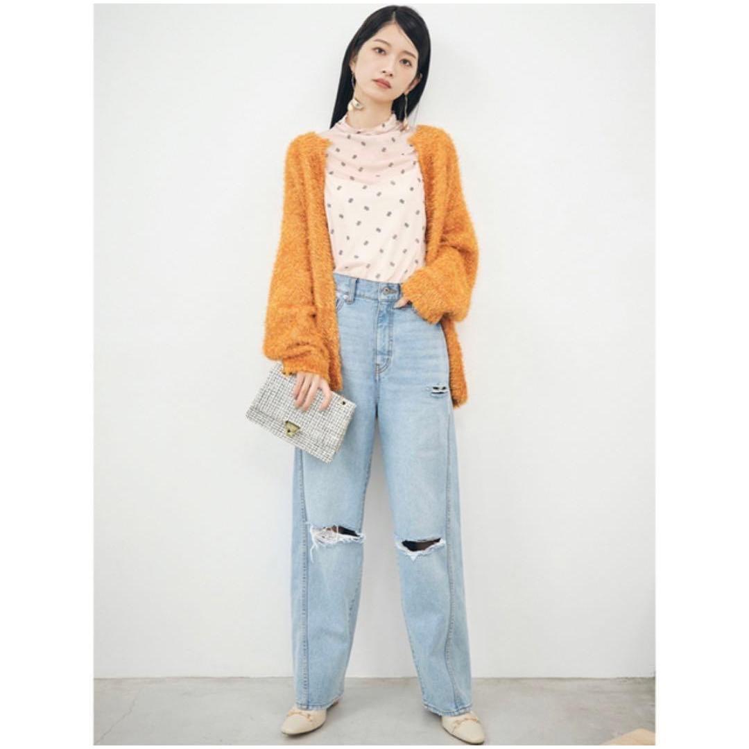 Try-on only Lily Brown Straight Denim Light Blue Size M Wide Flare