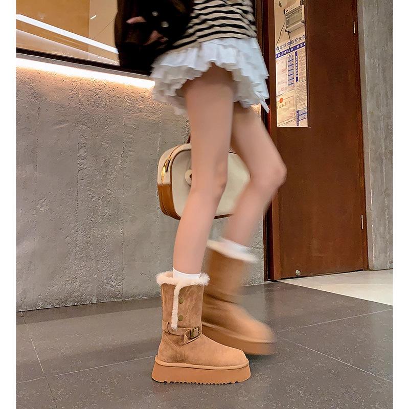 Ruoji @2025 new autumn and winter gray long snow boots winter thick-soled boots thickened non-slip Northeast cotton shoes