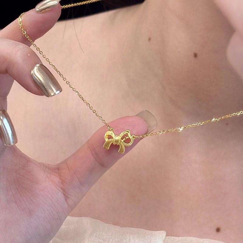 

Fashion Bow Pony Pendant Necklace Trendy Simple Clavicle Chain Women Jewelry Accessory золотой