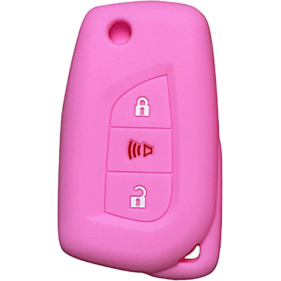 Key Fob Cover Hybrid Corolla: 3 Buttons Silicone Remote Case Protector Fit for Toyota RAV4 CHR IM Hybrid Hilux Avensis Scion iQ tC iM xB Corolla 2013
