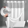 Double Layer Grommet Shower Curtain Bathroom Waterproof Mold‑Resistant Toilet Partition Curtain
