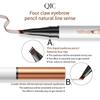 QIC 5D White Tube Four-Prong Waterproof Smudge-Proof Micro-Sculpting Liquid Eyebrow Pencil.
