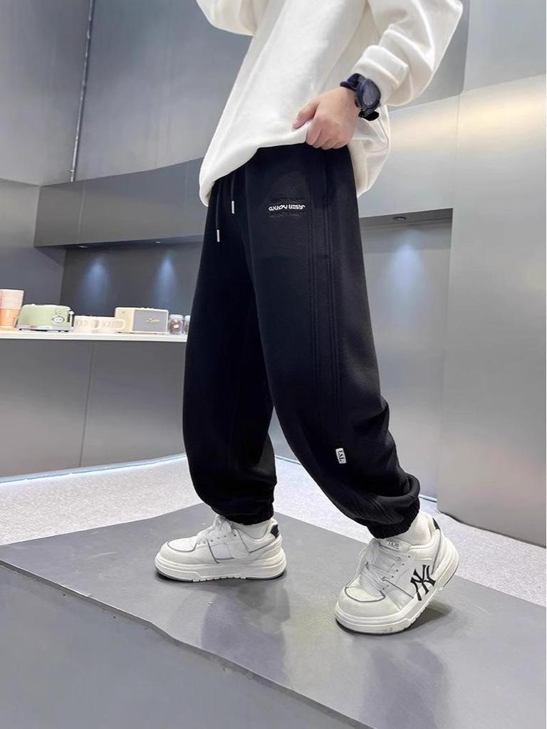 Boys' Striped High-Street Cuffed Sweatpants - Trendy Spring/Autumn Activewear