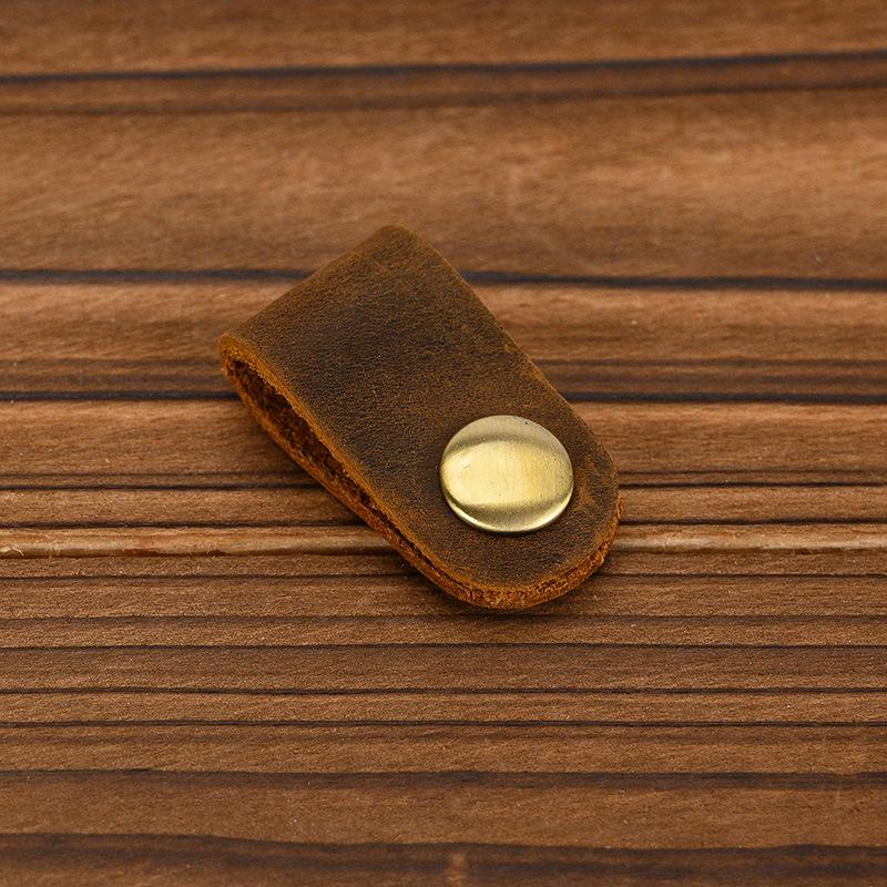 Leather Winding Device, Data Cable, Storage Buckle, Earphone Hub, Cable Management, Retro Crazy Horse Leather Handmade Small Gift.