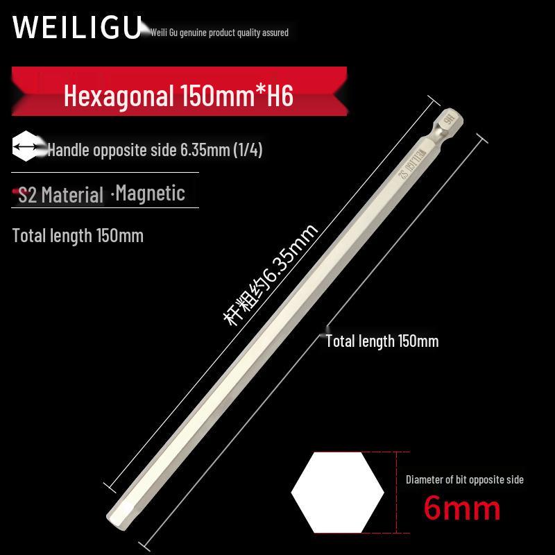 Electroplated Anti-Rust Hex Bit Set, S2 Steel, Extended Pneumatic Air Driver, Hex Socket Screwdriver.