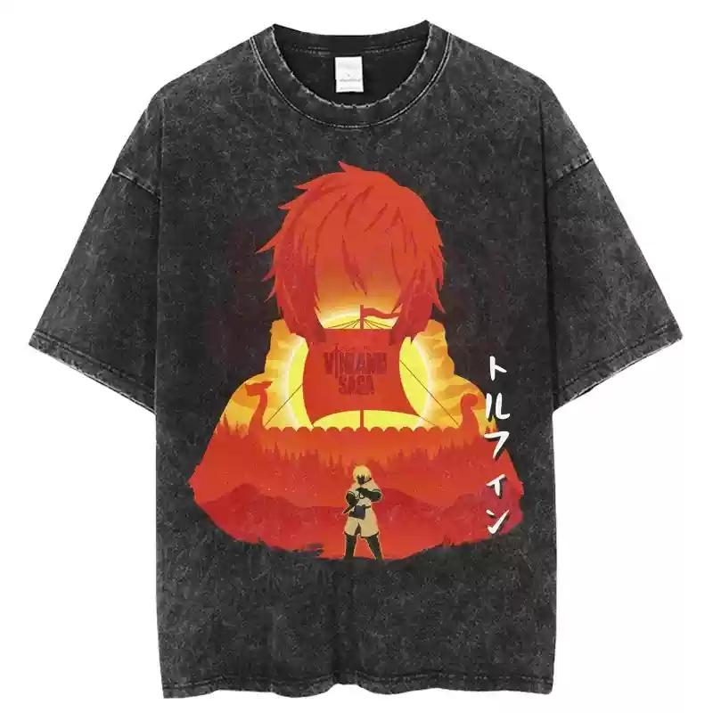 VINLAND SAGA Manga Graphic Tshirt Thorfinn T Shirt Mens Clothing Short Sleeve Tee Cotton Harajuku Washed Oversized Tshirt