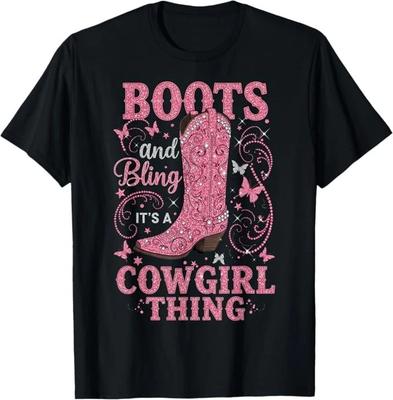 Boots and Bling Its a Cowgirl Thing Rodeo Love Country Girls T-Shirt