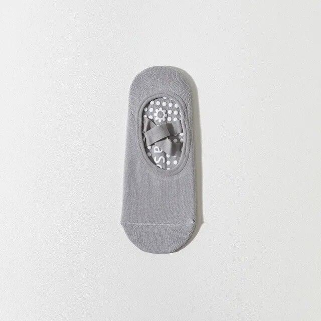 

Носки для йоги, пилатеса, женские повседневные однотонные хлопковые спортивные носки для танцев с открытой спиной, дышащие бандажные Нескользящие напольные носки для фитнеса One size