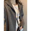 Women's Designer Mid-Length Wool Cardigan with Double Zipper and Stand Collar - Perfect Loose Sweater for Autumn and Winter.