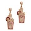 Cross-border European and American Style New Fashion Sweet Personality Temperament Design Sense Wine Bottle Alloy Diamond Earrings Pearl Earrings